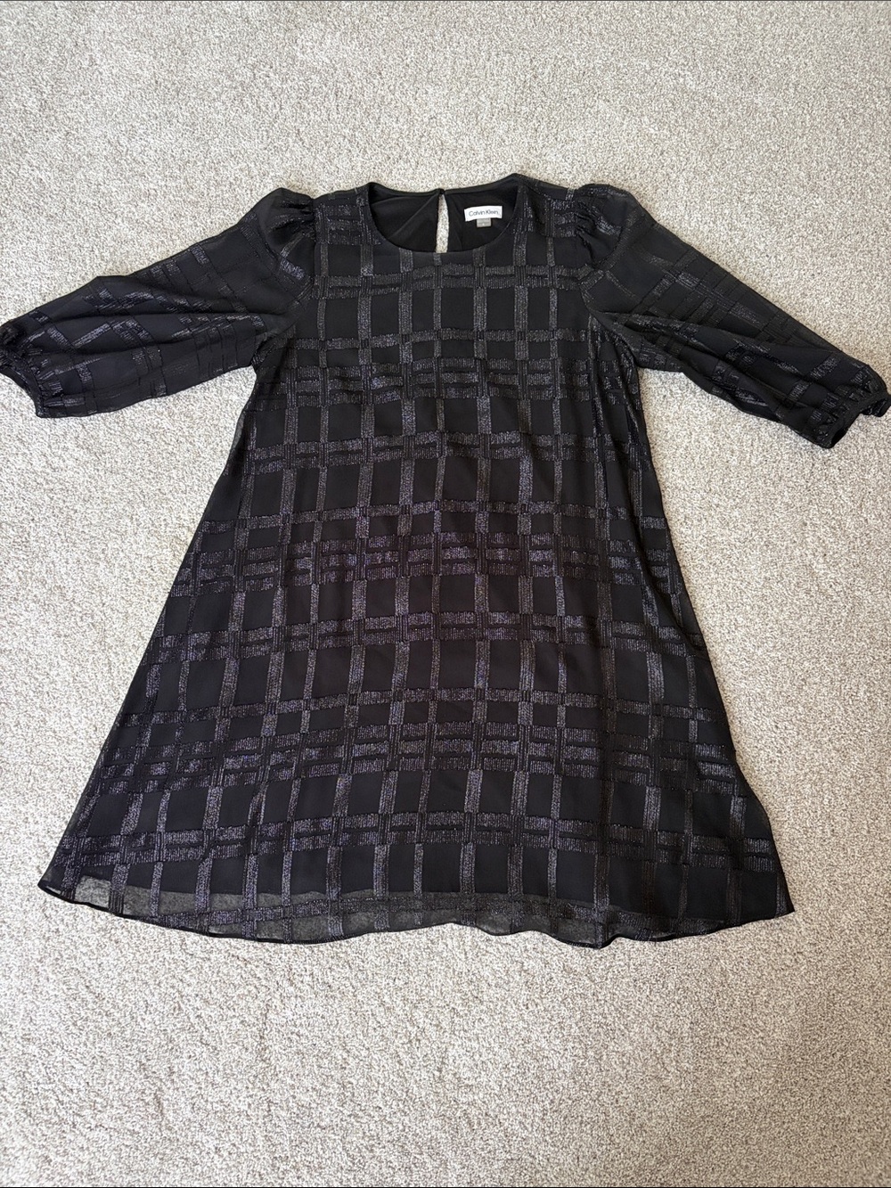 Calvin Klein Black Checkered A-Line Girls' Dress